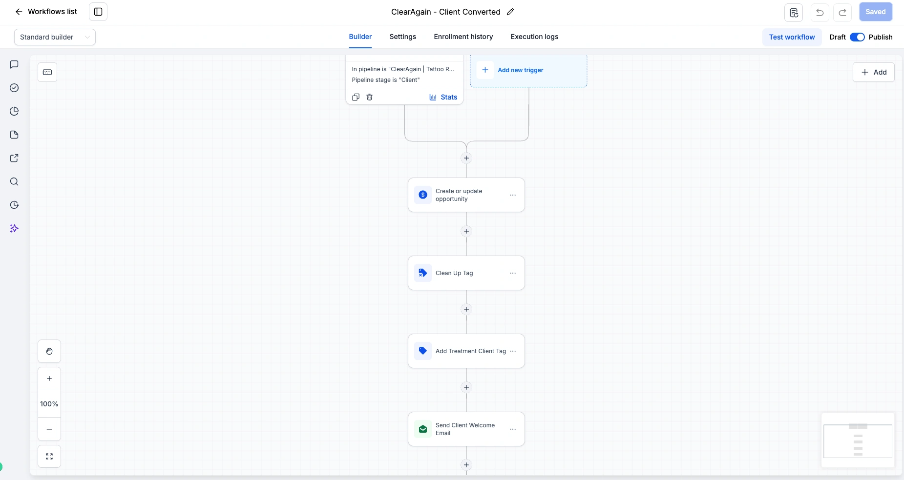 ClearAgain client converted workflow